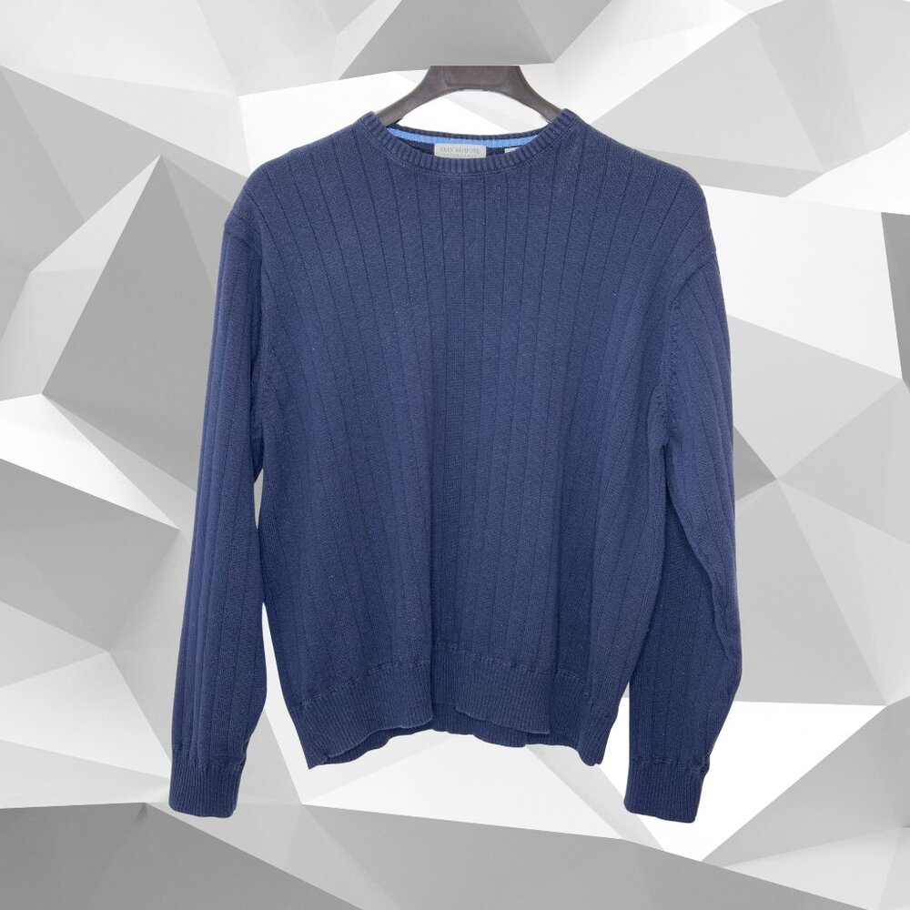 John Ashford Essentials Pullover Navy Blue XXL Ribbed Sweater - 100% Cotton